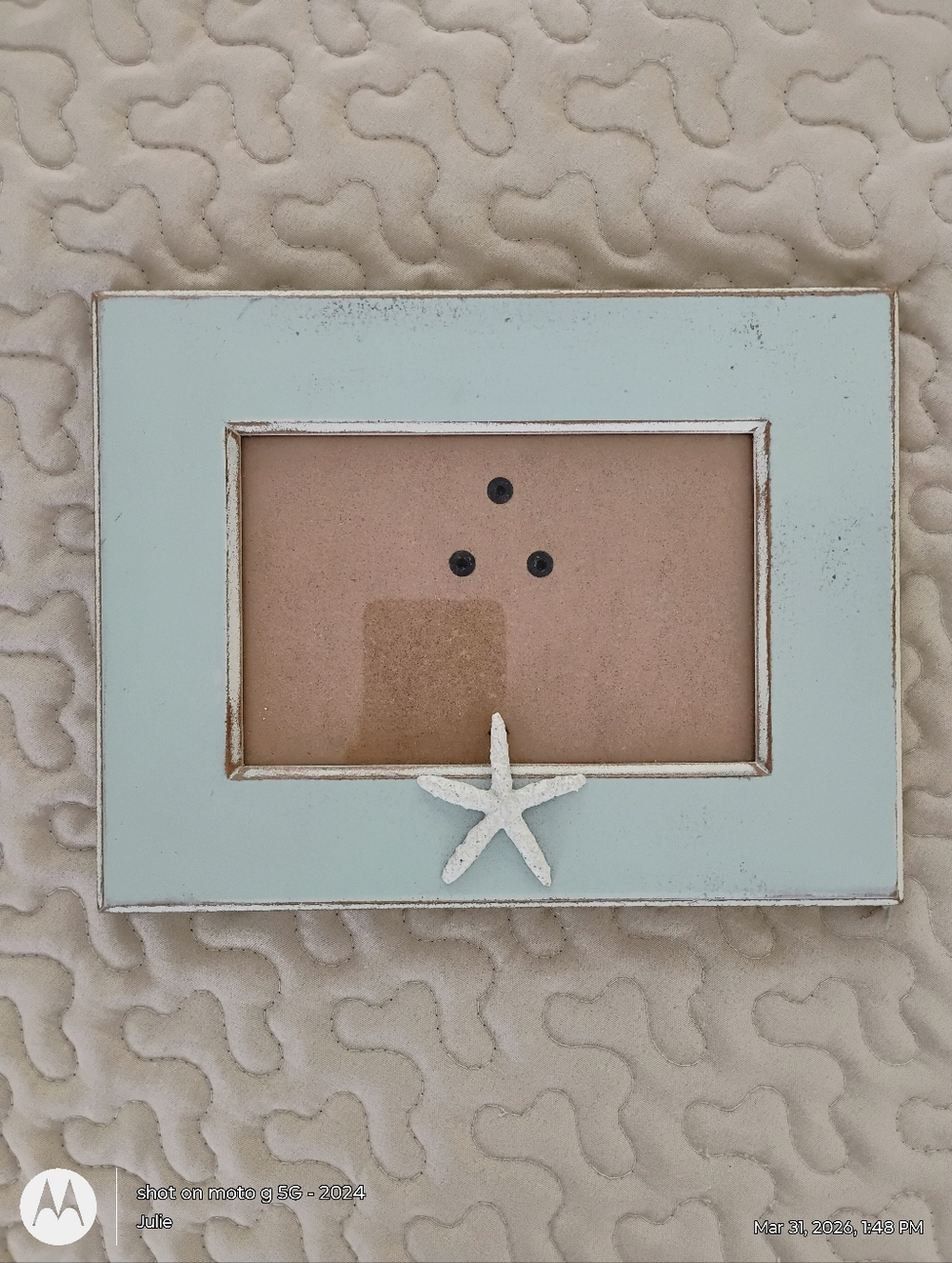 Coastal Cottage Teal Wooden Picture Frame - Weathered Starfish 9 x 7